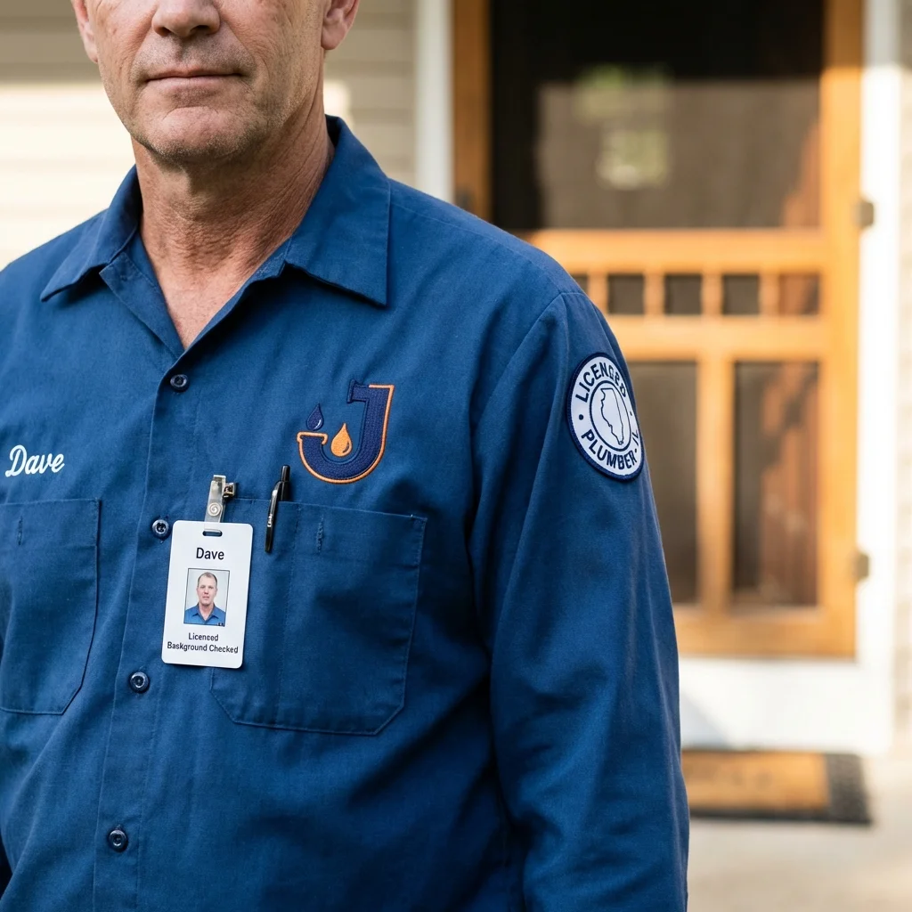 Licensed plumber showing ID badge in Taylorsville, KY
